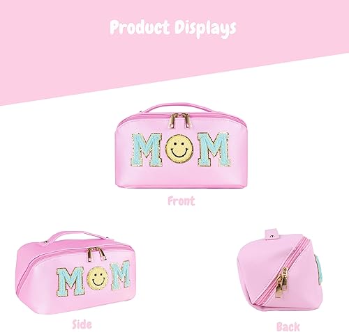Miniatura 4 de Bolsa de maquillaje para mamá, mamá, piel sintética, impermeable, bolsa de cosméticos, regalo para el día de la madre para mujeres y niñas, Color De