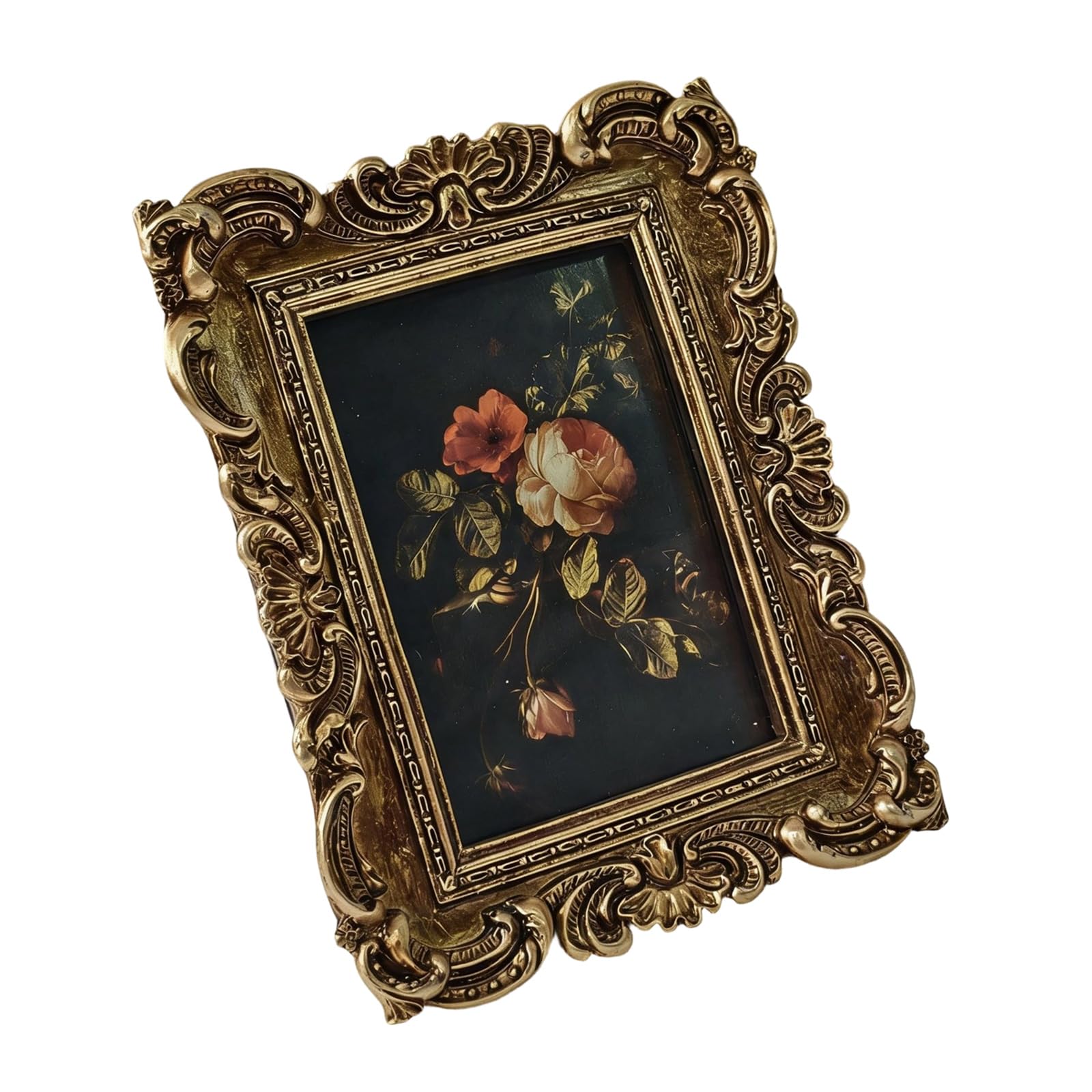Artistic Bronze Resin Photo Frame with Elegant Carved Patterns for Home Styling Gold Rosin Photo Frame