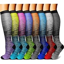 CHARMKING Compression Socks for Women & Men Circulation 8 Pairs 15-20 mmHg Best Calf Socks Support for Athletic Cycling
