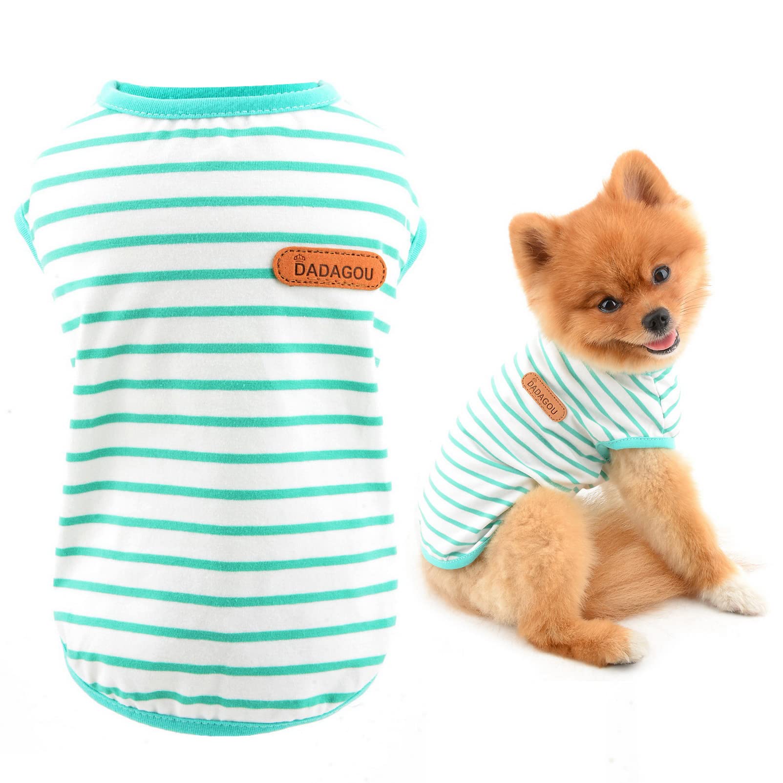 SMALLLEE_Lucky_Store Ropa de Verano para Perro, Camiseta básica a Rayas, Camiseta para Cachorro, para Perros pequeños, medianos, Gatos,Chaleco sin Mangas, Camiseta de Yorkie Chihuahua