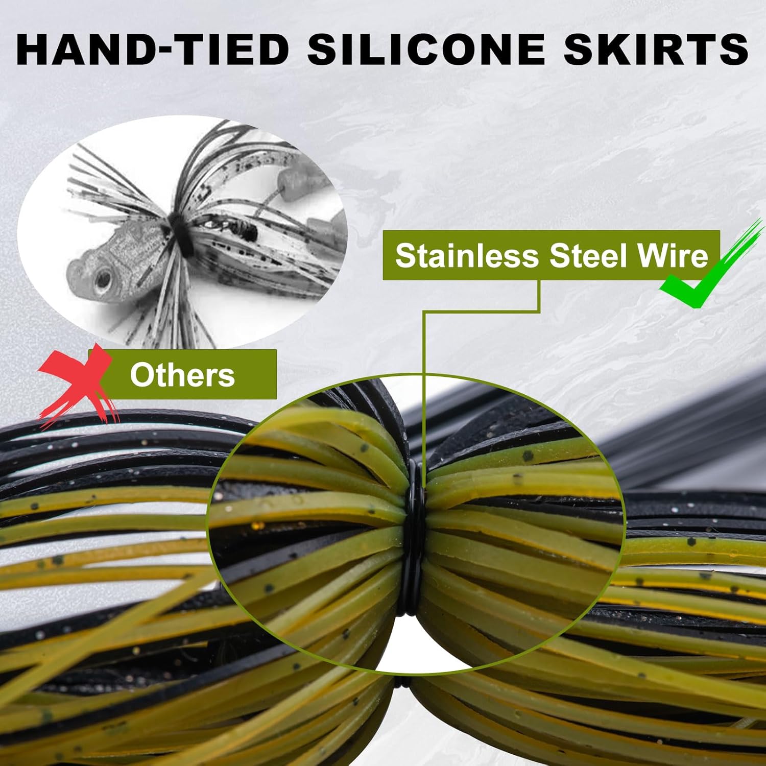 Tungsten Swim Jigs for Bass Fishing, 3/8oz Weedless Bass Jigs with Weed Guard & Silicone Skirts