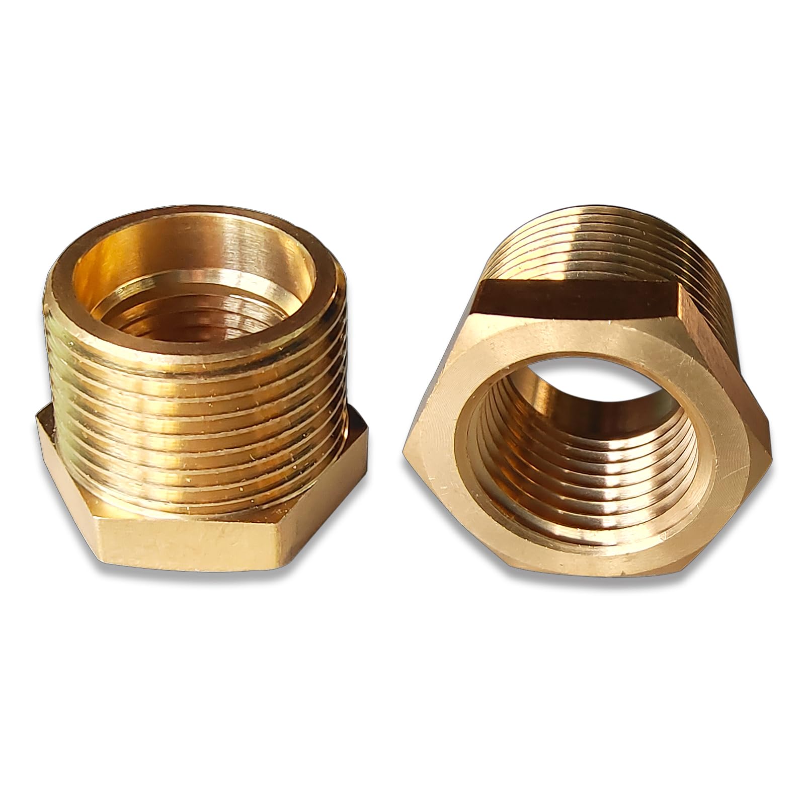 2 Pcs Brass Bushing 3/4" Male to 1/2" Female, 3/4" to 1/2" Reducer NPT Adapter Hex Brass Reducing Pipe Adapter Fitting Pipe Hose Tube Adapter Convert