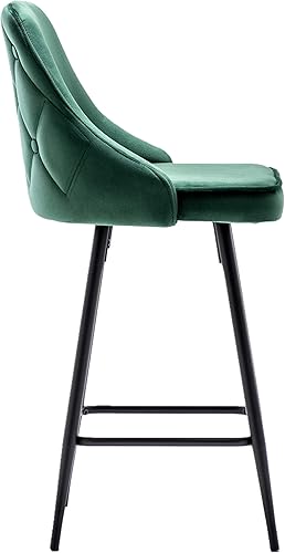 Miniatura 11 de BTEXPERT Juego de 2 sillas de bar de comedor tapizadas, reposapiés, taburetes de bar de altura de mostrador de respaldo alto, marco dorado de Marco