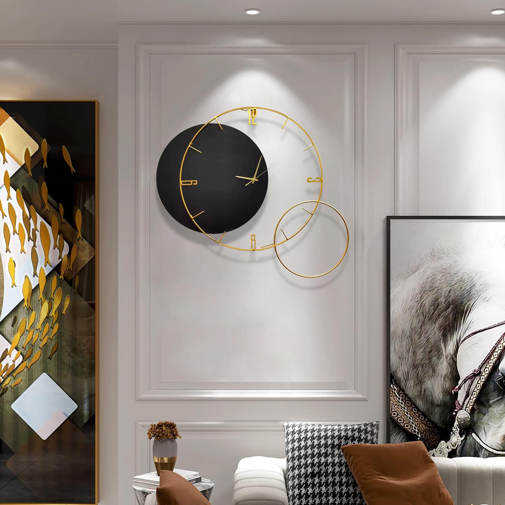XJBTBA Duży zegar ścienny, 69x59cm cyfry rzymskie zegarek przemysłowy okrągły metalowy cichy zegar ścienny do salonu, sypialni, ogrodu zabytkowe zegary ścienne