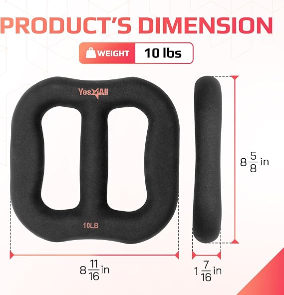 Yes4All 3-in-1 Multifunctional Neoprene Dumbbell/Multi-Usage Dumbbell with Solid Core, Ergonomic Curve,Black