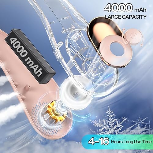 Miniatura 4 de KIDEE Ventilador de cuello portátil ventiladores de cuello recargables para mujeres y hombres ventilador personal de refrigeración de 4000 mAh
