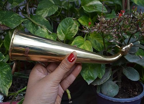 Miniatura 5 de Gaumukhi Gaumukhi Shringi Shring Shrungi de latón puro para Puja Rudrabhishek Abhishekam patra Olla de baño para Pooja Hindú Dios (10 pulgadas)