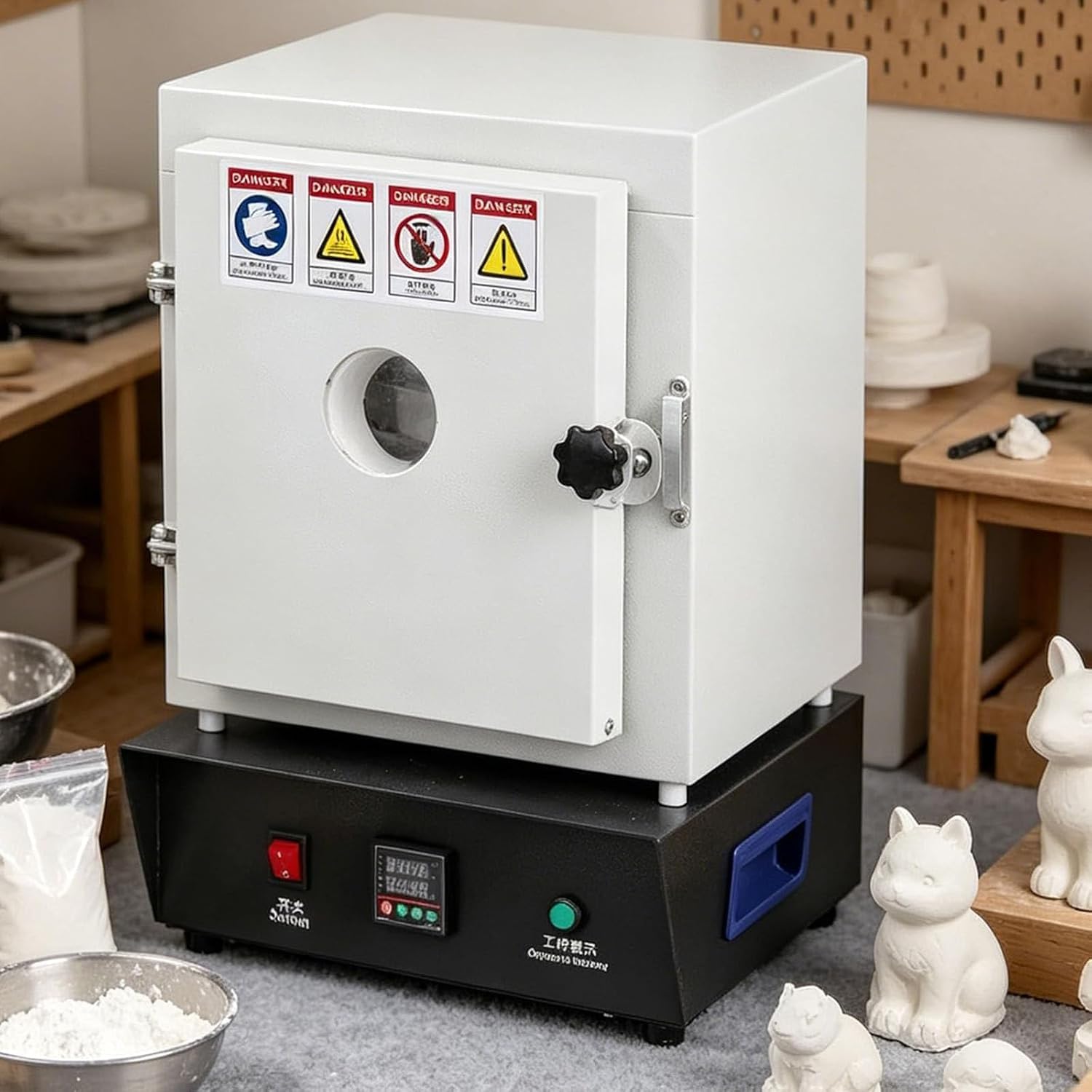 Forno Elettrico per Fusione Gioielli Digitale, Forno Muffle 1150℃ con Finestra di Osservazione, Camera in Fibra Ceramica per Bruciatura Cera e Fusione Metalli - 1500W, Controllo PID