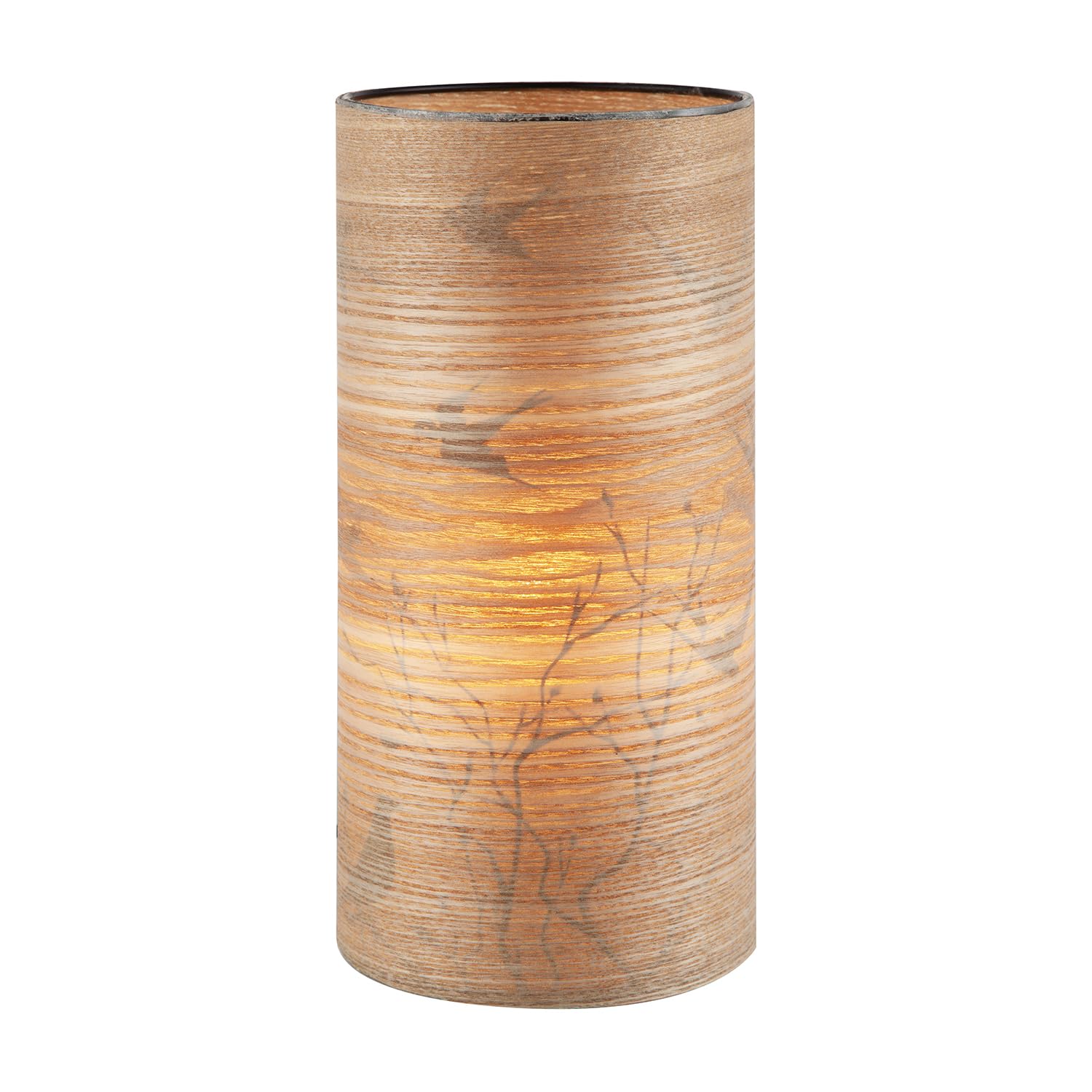 Happy Homewares Bamboo Wood Effect Table Lamp With Black Birds And Trees Inner Lining from B&Q