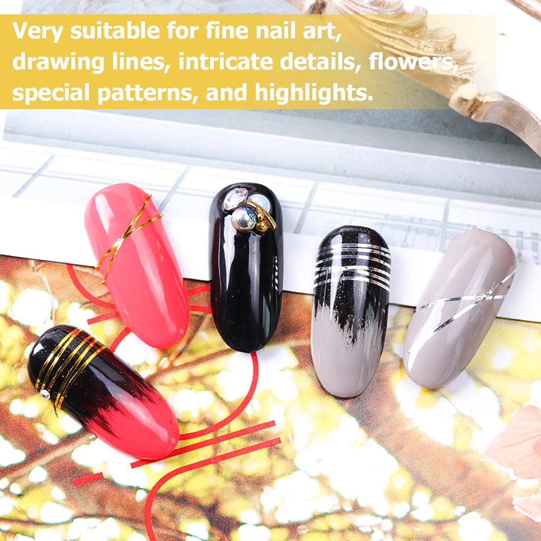 20 pièce Ruban à rayures à ongles, decoration ongle, autocollant des bandes d'art, autocollant à ongles adhésif, décoration de ligne de nail art pour pointes de ongles bricolage
