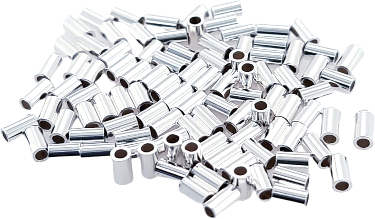 100pcs 925 Sterling Silver Tube Crimp Beads, 3 X 1.4MM, By CRAFT WIRE