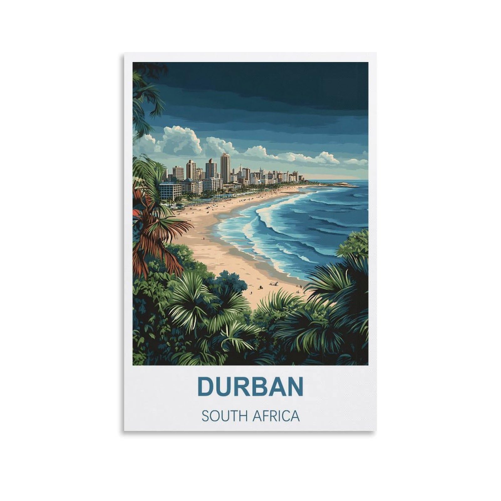 HSAYYIII Durban South Africa Vintage Travel Poster 24x36inch(60x90cm) Canvas Art Poster And Wall Art Picture Print Bedroom Decor