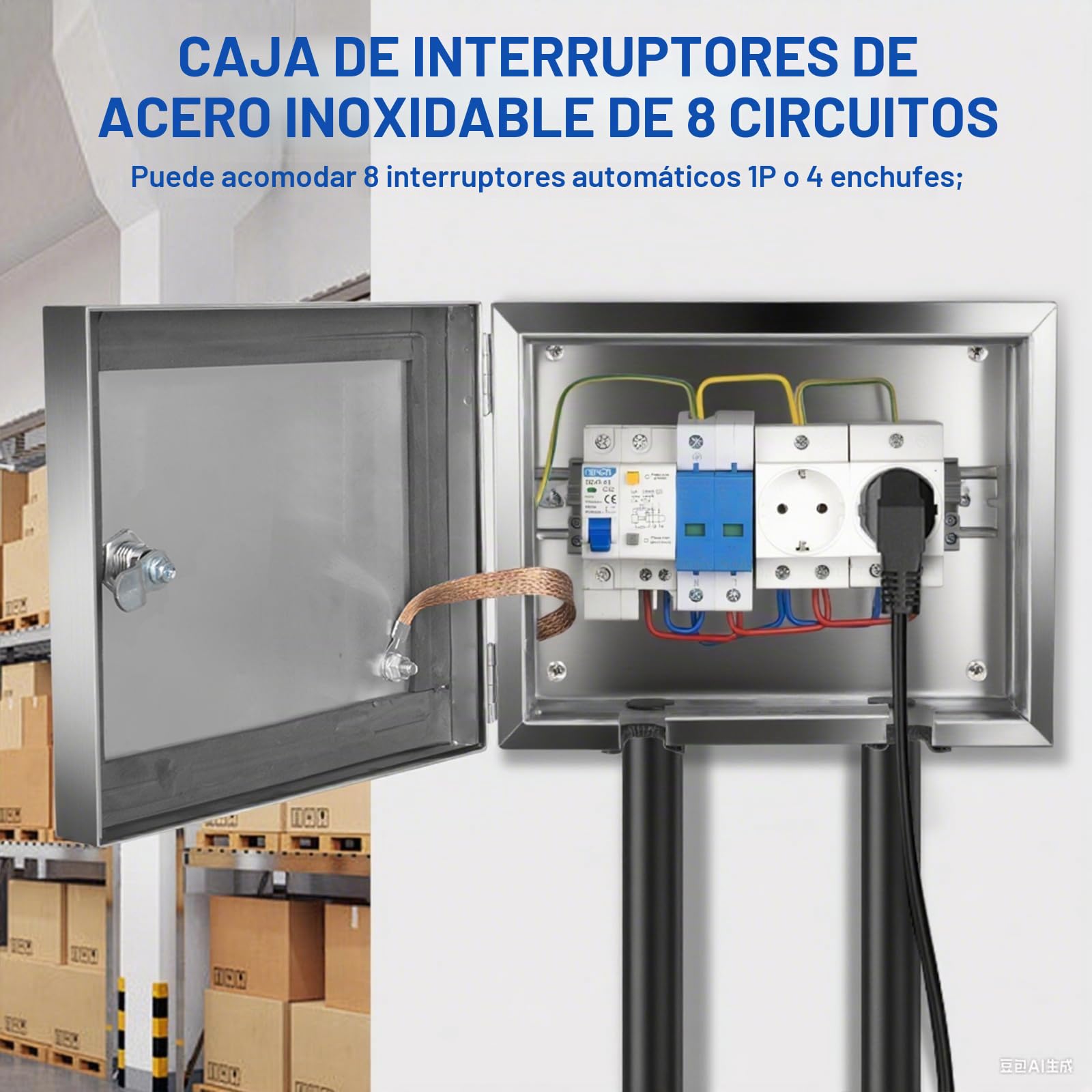Armario Electrico de Acero Inoxidable 304, Caja Distribucion Electrica con Cerradura, Caja Cuadro Electrico Exterior Impermeable 250 * 200 * 140MM