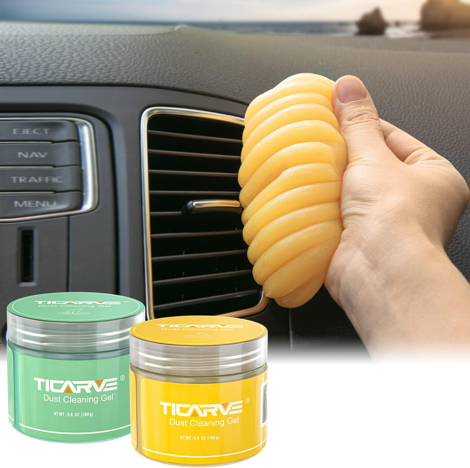 TICARVE Cleaning Gel for Car Putty Car Slime Cleaning Car Putty Detail Car Interior Cleaner Automotive Cleaning Kits Keyboard Cleaner Yellow Green (2Pack)