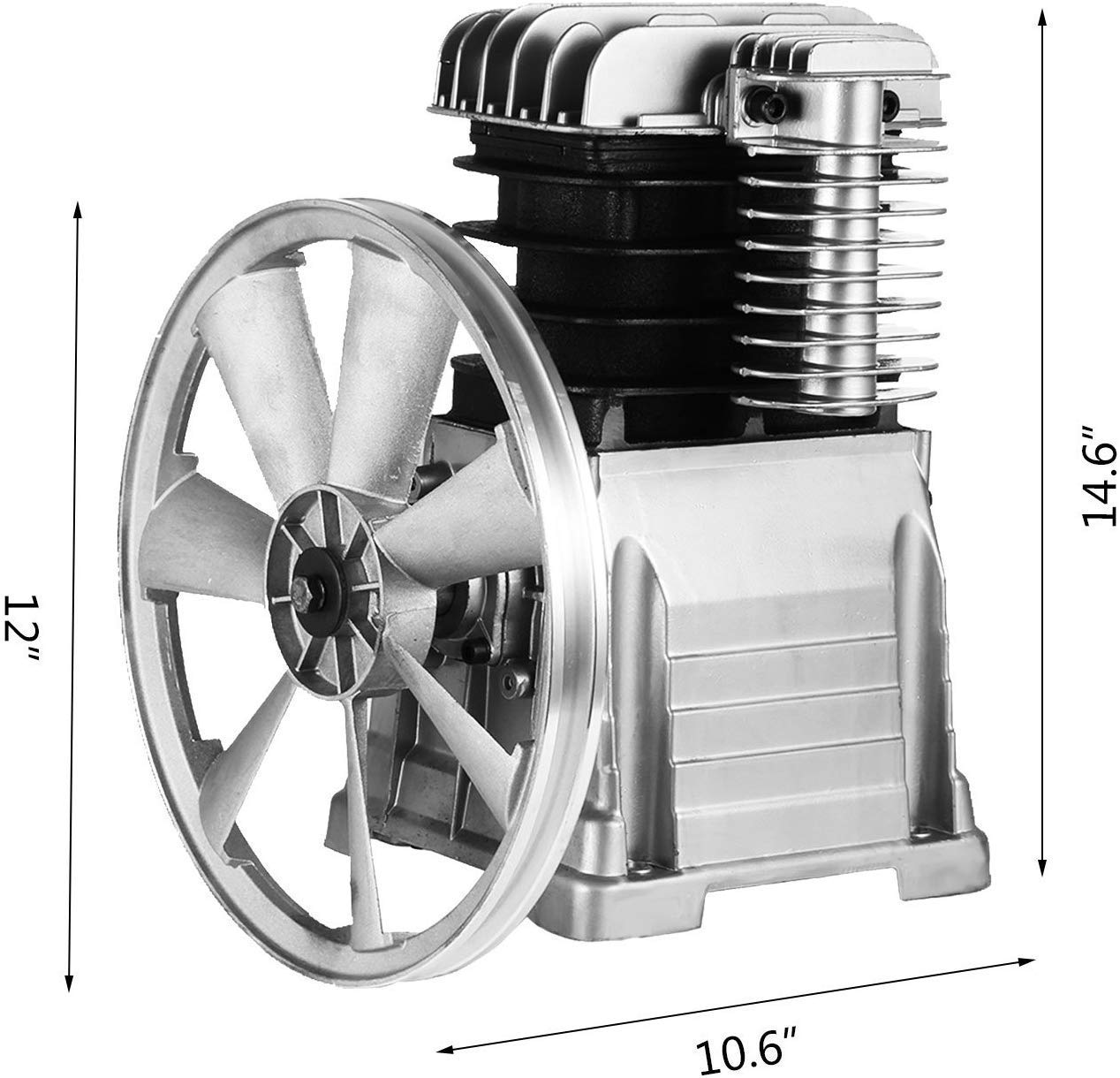 VEVOR Industriale Testa del Compressore d'Aria Motore 3HP 160PSI Pompa a Stadio Singolo 1300Rpm 1 Fase 11 Bar Pompa a Cilindro in Alluminio Costruzione della Testa