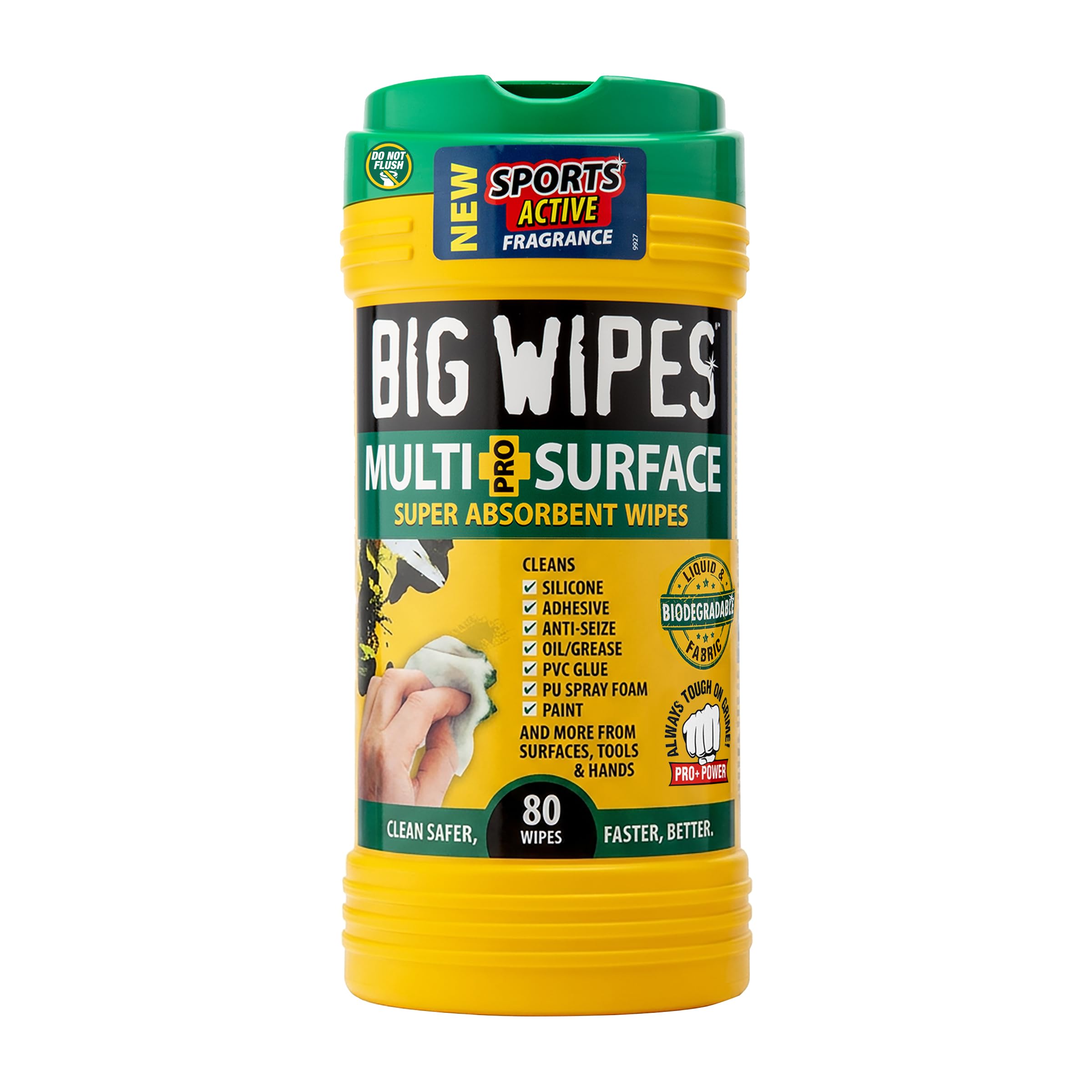 BIG WIPES Heavy Duty Multi Surface Canister, Super Absorbent Cleaning Cloths for Hands, Surfaces, and Tools - 80 Count Canister (3 Pack)