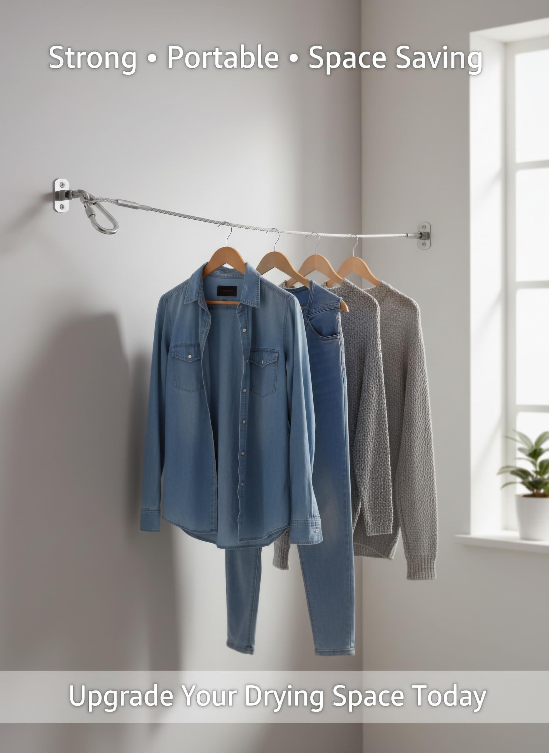 Stainless Steel Clothesline - Durable & Portable -9