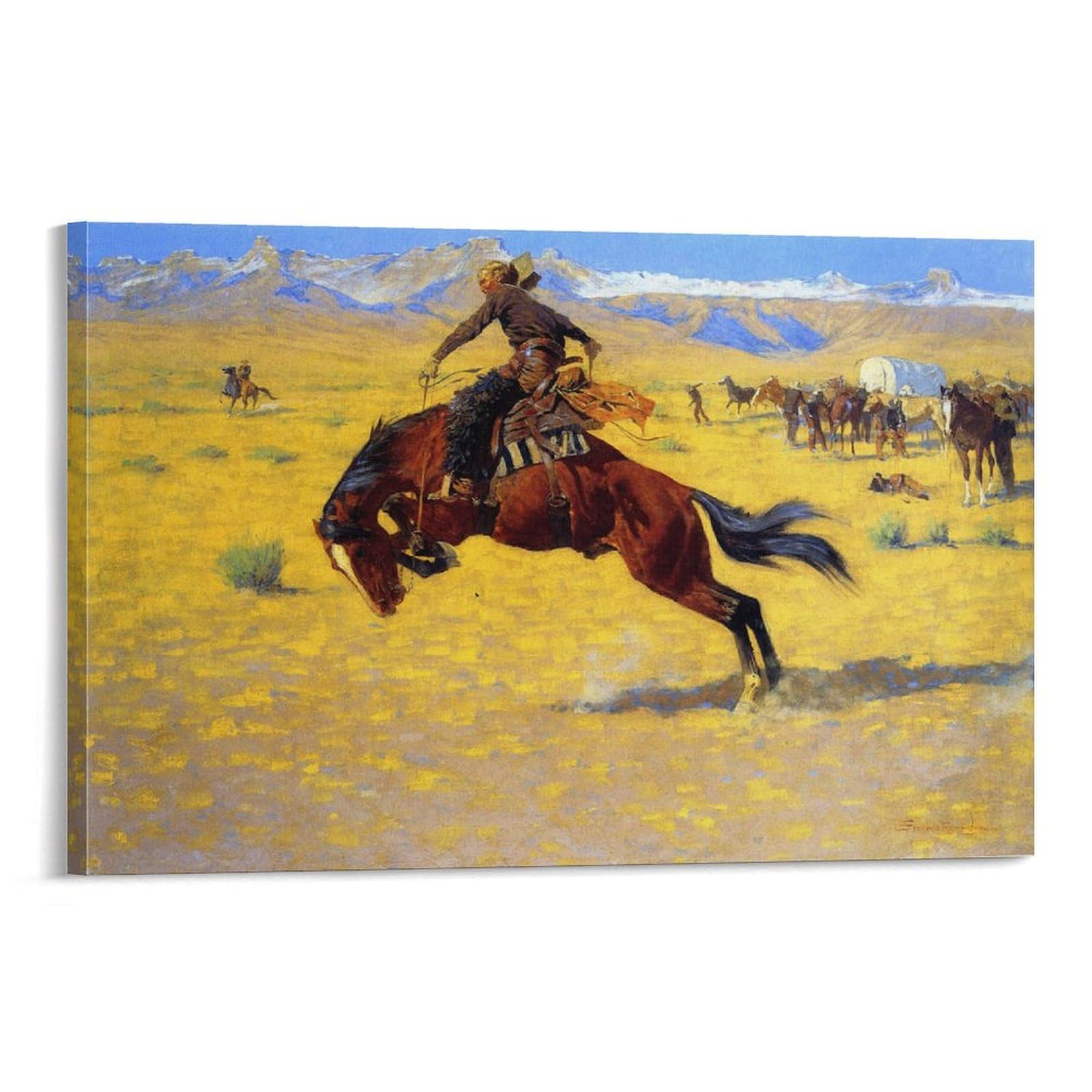 LZTEN Cold Morning on The Range by Frederic Prints Remington Prints Posters Canvas Wall Art Oil Paintings Deco Framed 16x24inch
