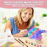 Vista 4 de Leyndo 24 máscaras de papel maché de media cara, máscaras blancas para mascarada, para bricolaje, Mardi Gras, Halloween, fiesta de cosplay
