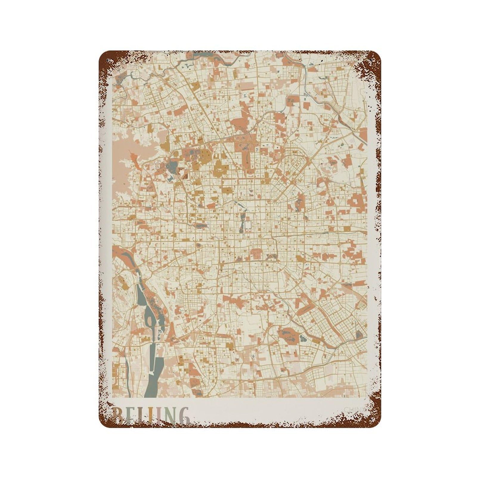 xiaoxiaoshen Beijing Map China Travel Gift Boho (2) Wall Decor Art Metal Tin Poster Modern Home Decor Art Home Bar Shop Decorations Vintage Sign 40x30cm