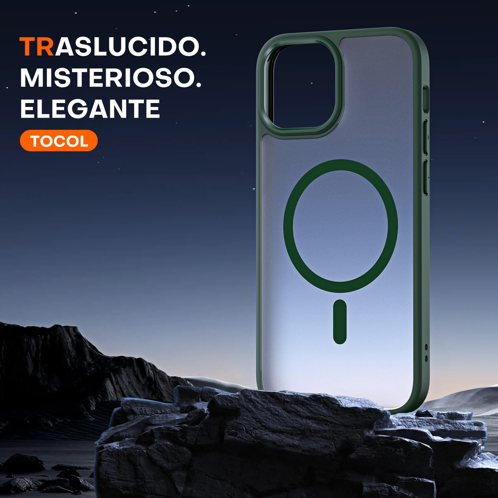 TOCOL Cover Magnetica per iPhone 13 Mini 5,4 Pollic, Compatibile con MagSafe, Custodia Antiurto Traslucida Opaca, Verde Alpino