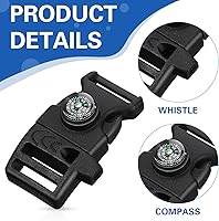 Vista 2 de Jexine 50 clips de hebilla de brújula de plástico paracord hebillas accesorios para camping, viajes, supervivencia de emergencia