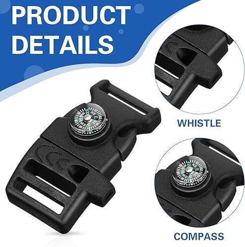 Miniatura 2 de Jexine 50 clips de hebilla de brújula de plástico paracord hebillas accesorios para camping, viajes, supervivencia de emergencia