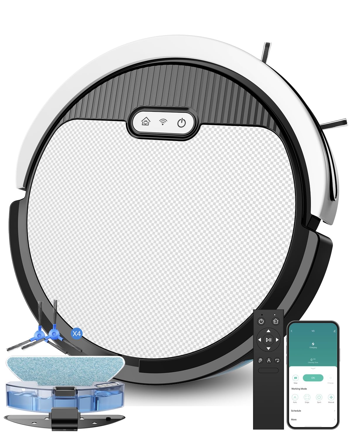 Pureatic V3 2 in 1 Robot Vacuum and Mop Combo?5000Pa Suction, Schedule Cleaning, Smart Mapping with 2.4G WiFi/Alexa/App/Remote Control, Automatic Self-Charging, Ideal for Pet Hair, Hard Floor