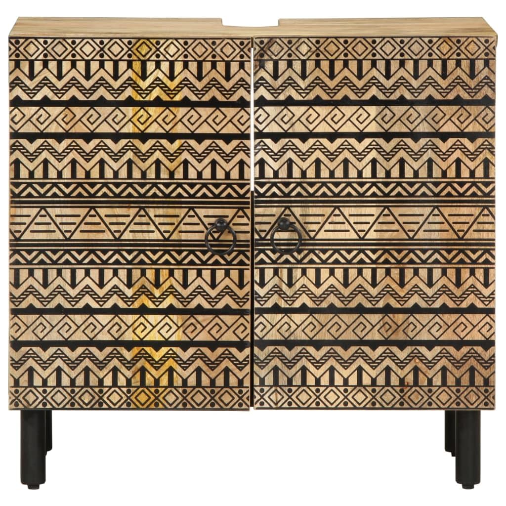 Mobile sottolavabo nero 62 x 33 x 58 cm in legno di mango massiccio
