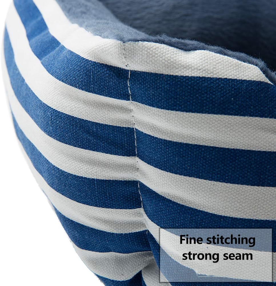 Hollypet Canvas Fabric Plush Small Dog Cat Bed Self-Warming Pet Bed, Blue