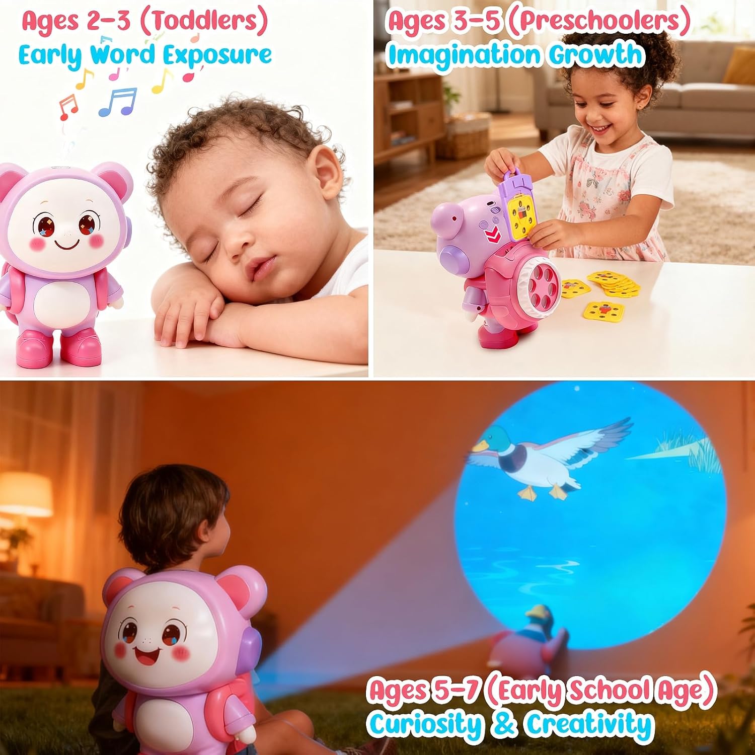 Story Projector for Kids – Bedtime Storytelling Projector with Clear Images & Adjustable Sound,Durable Early Learning Storybook Toy, Soft Night Light, Birthday Gifts for Boys & Girls Ages 2–6