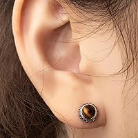 Vista 6 de Real Crystal Birthstone Sterling Silver Stud Earrings Jewelry for Women Fashion Trendy Western 925 Antiqued Boho Handmade Best Gift for Her keenove