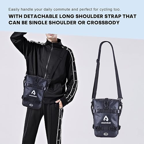 Miniatura 4 de Bolsa impermeable para parachoques de motocicleta, bolsa de barra de choque de motor de 6 L con correa para el hombro, bolsa de marco lateral para