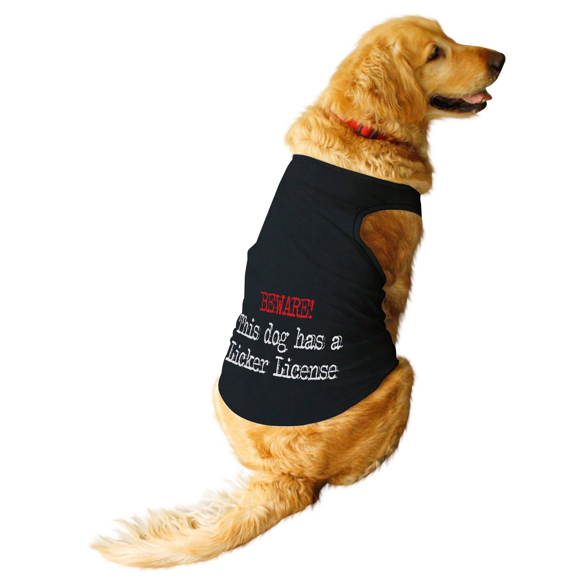 Ruse.Pet Licker License Round Neck Sleeveless Vest Tank T-Shirt/Tees for Dog Clothes Summer Apparel./Medium (Chubby Pugs, Beagle etc.) / Black (B07R68VGFG) Amazon Price History, Amazon Price Tracker