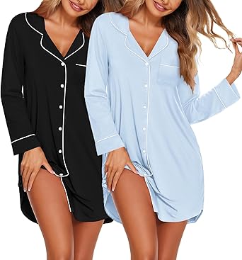 Long Sleeve Nightgowns, Set of 2