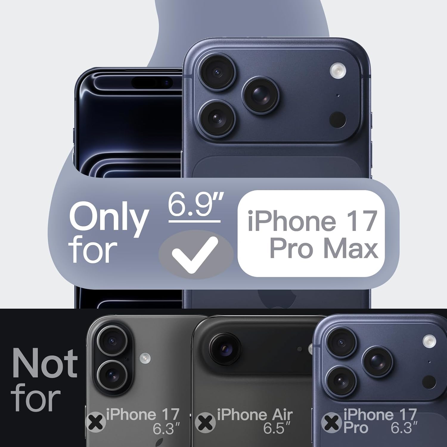 JETech Liquid Silicone Case for iPhone 17 Pro Max 6.9-Inch, Silky Soft Touch Full-Body Protection, Anti-Scratch Shockproof Phone Cover with Microfiber Lining (Dark Blue) - Image 2