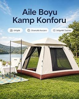 Aile Boyu 6 Kişilik Otomatik Çadır – Piknik, Tatil