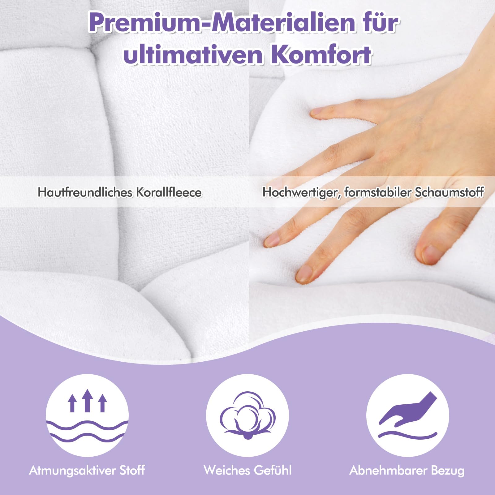 GOPLUS Bodenstuhl, Bodensofa mit Rückenlehne, Bodensessel mit Schlaffunktion, Floor Chair, Lazy Sofa, Meditationsstuhl für Wohnzimmer & Balkon (Weiß)