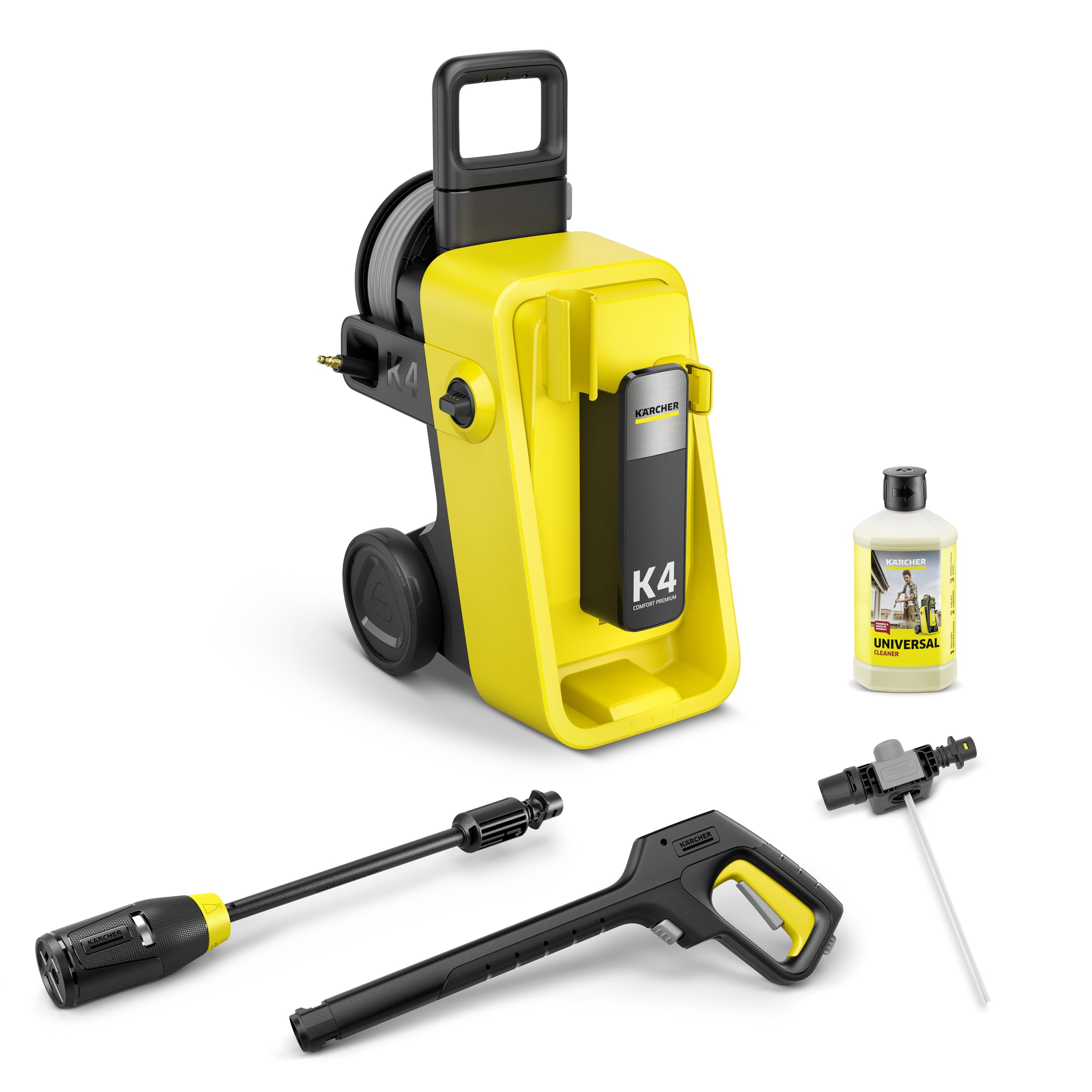 Kärcher hidrolimpiadora K 4 Comfort Premium, Presión: máx. 130 Bar, Caudal: 420 l/h, Área: 30 m²/h, Manguera de Alta presión Extra Flexible, enrollador de mangueras, Multi Jet 4 en 1 GreenCircle Certified: Certified Environmental Facts Label GreenCircle Sustainable Energy Practices