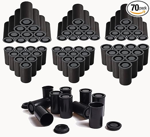 70 PCS Film Canister with Caps and Blank Labels for 35mm Film (Black)