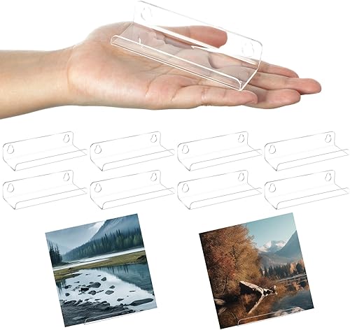 Wesiti Paquete de 8 discos de vinilo pequeños de 3.94 pulgadas, soporte de pared de vinilo acrílico, almacenamiento en pared, pequeño estante