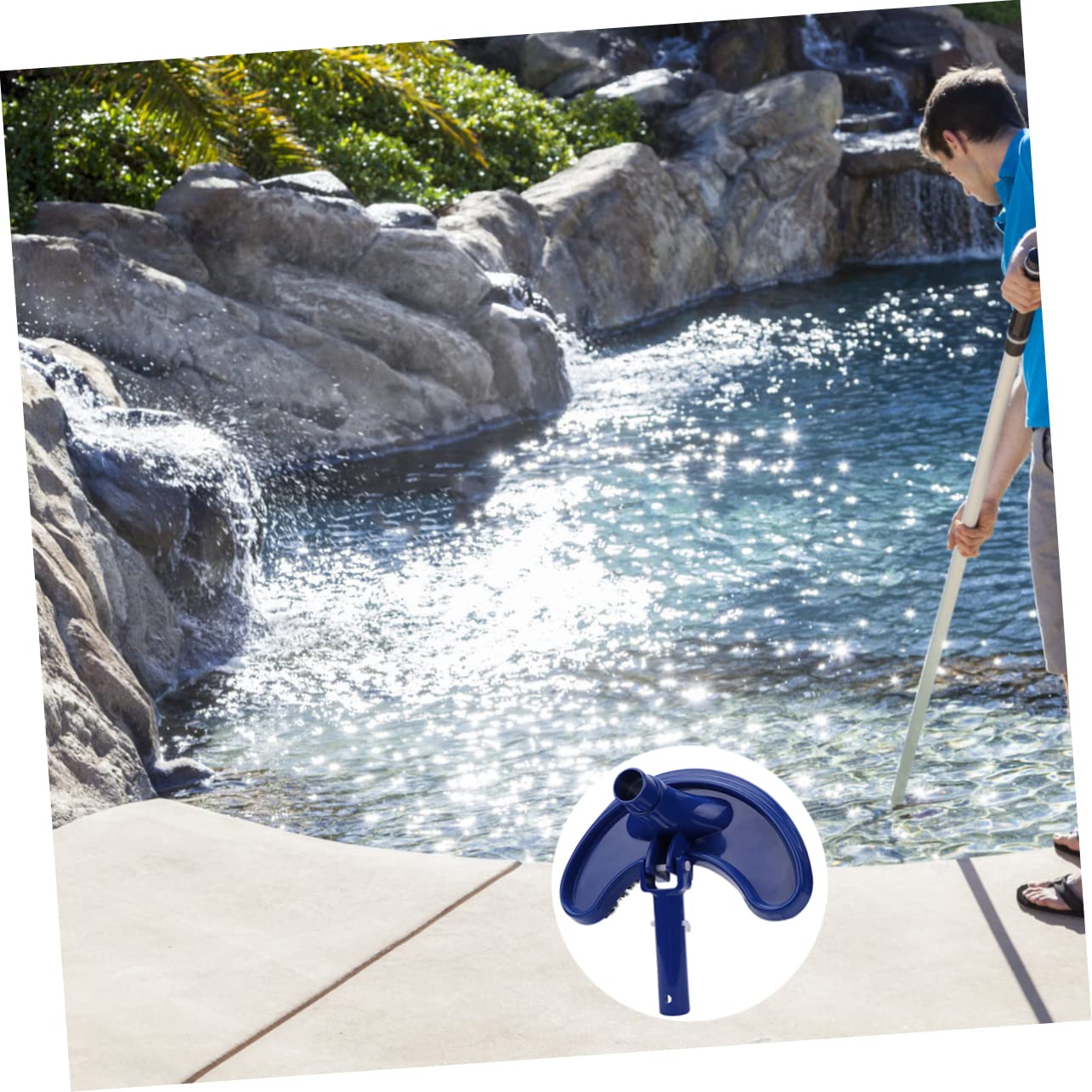 Mikikit 1pc Swimming Pool Curved Suction Head Swimming Pool Skimmer Swimming Ground Swimming Pool Tubs Pool Vacuum Swimming Pool Brush for Hot Tub Pools Cleaning Blue Plastic