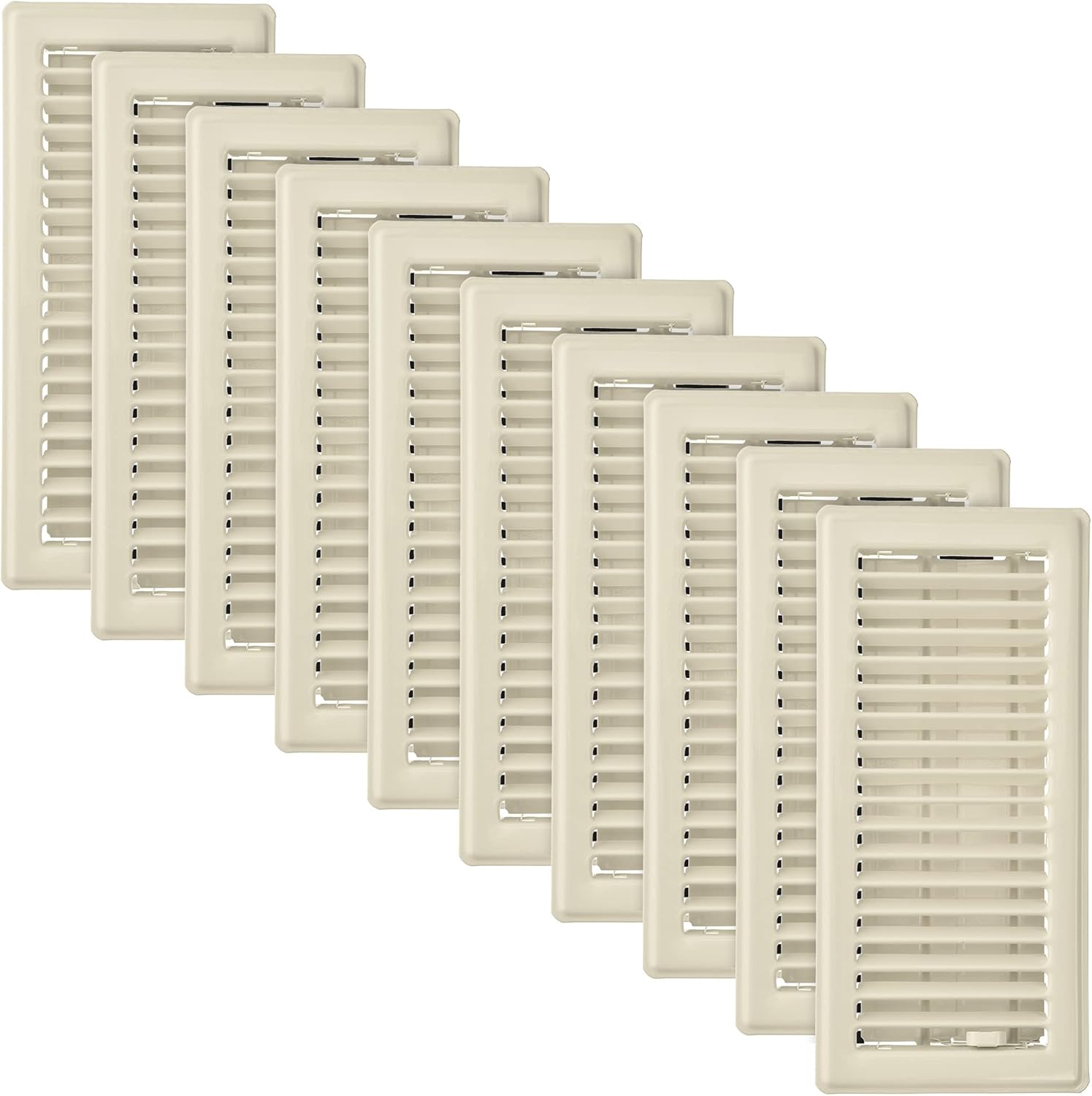 Imperial RG0244 4 x 10-Inch Louvered Floor Register, Almond, 10 Pack