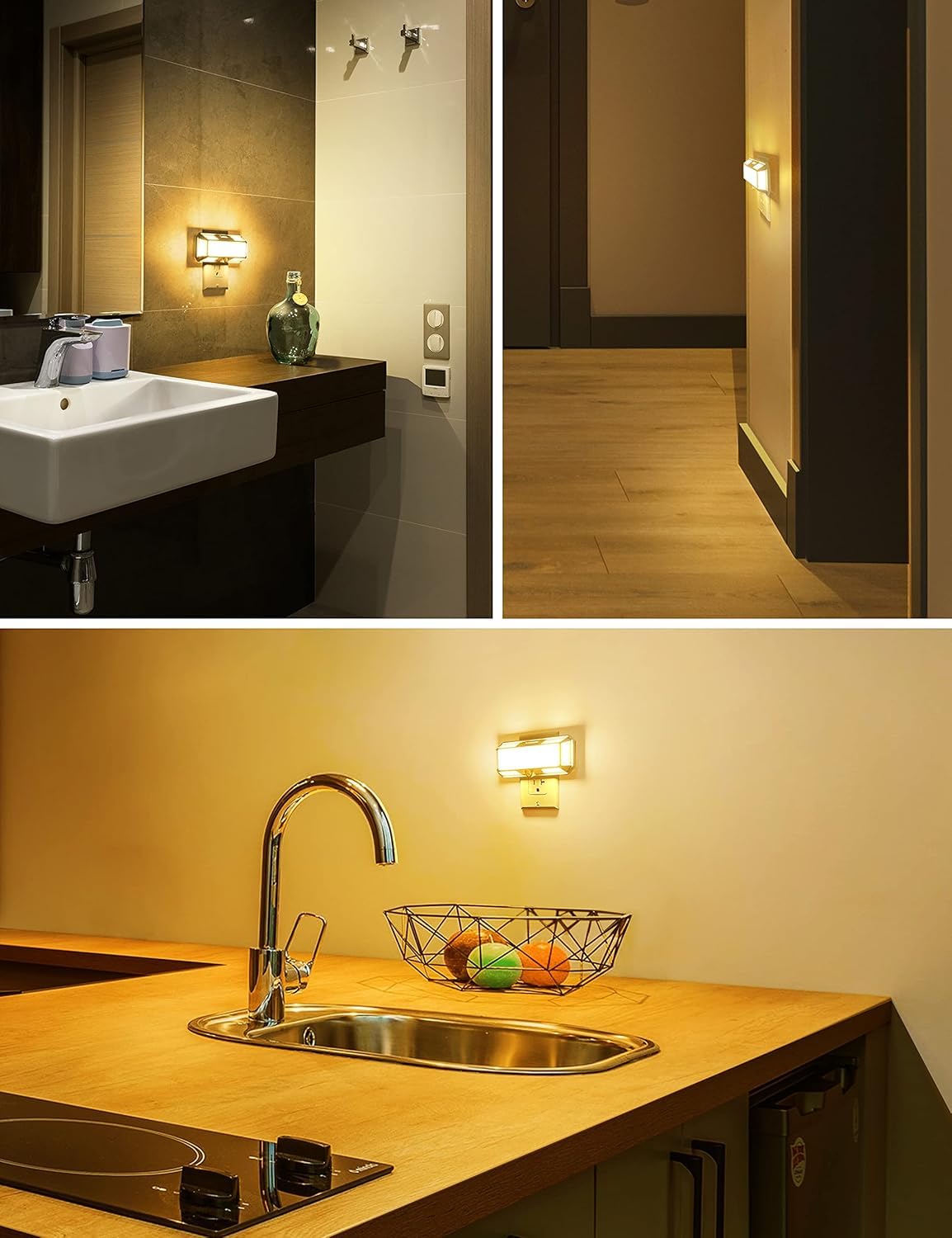 Helles LED-Nachtlicht zur Wandmontage, 0–250 lm, Dämmerungssensor, dimmbar (2 W), warmweißes Licht (3000 K) for Badezimmer, Flur, Schlafzimmer, Treppenhaus und mehr.
