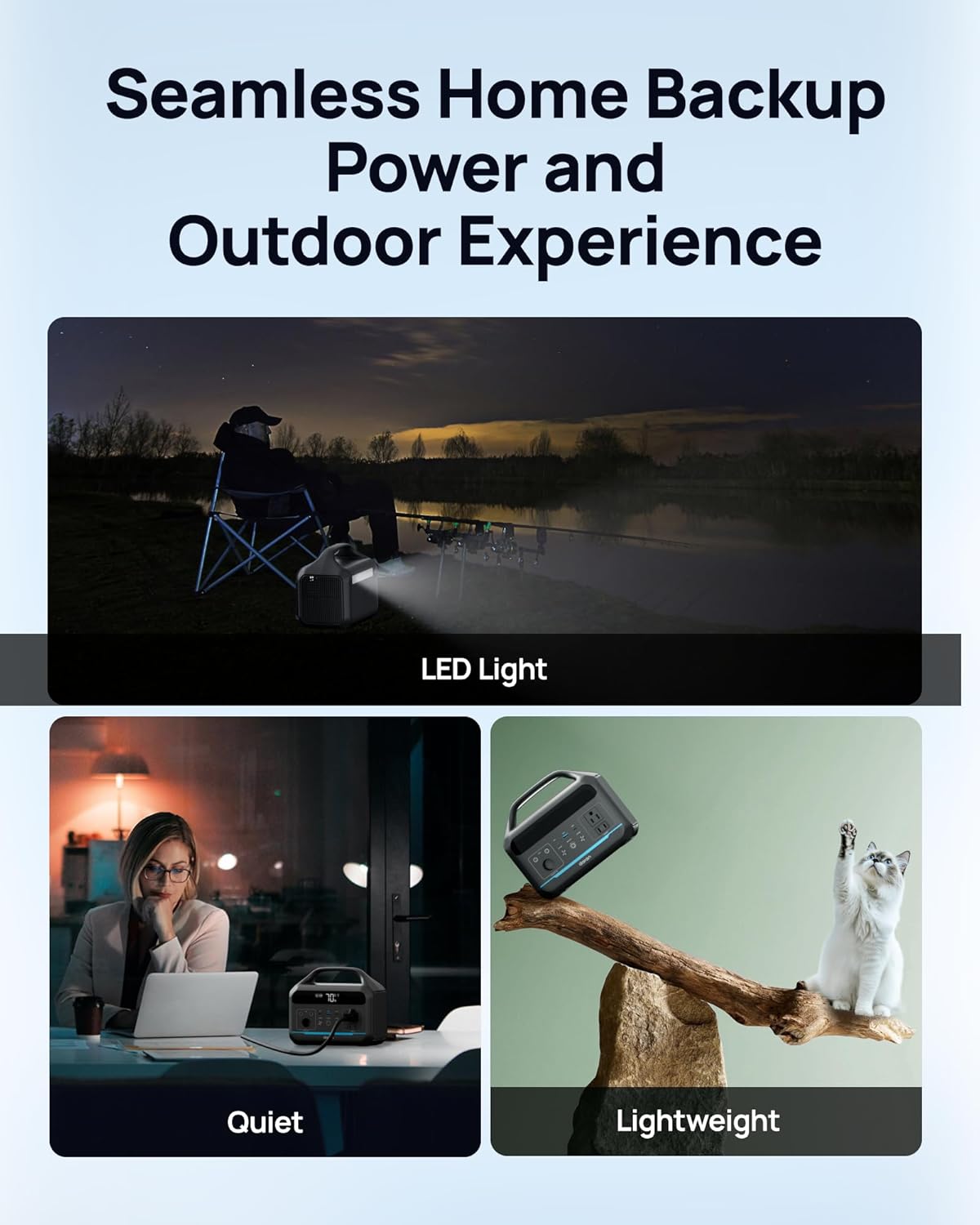 DARAN Portable Power Station LED light in use