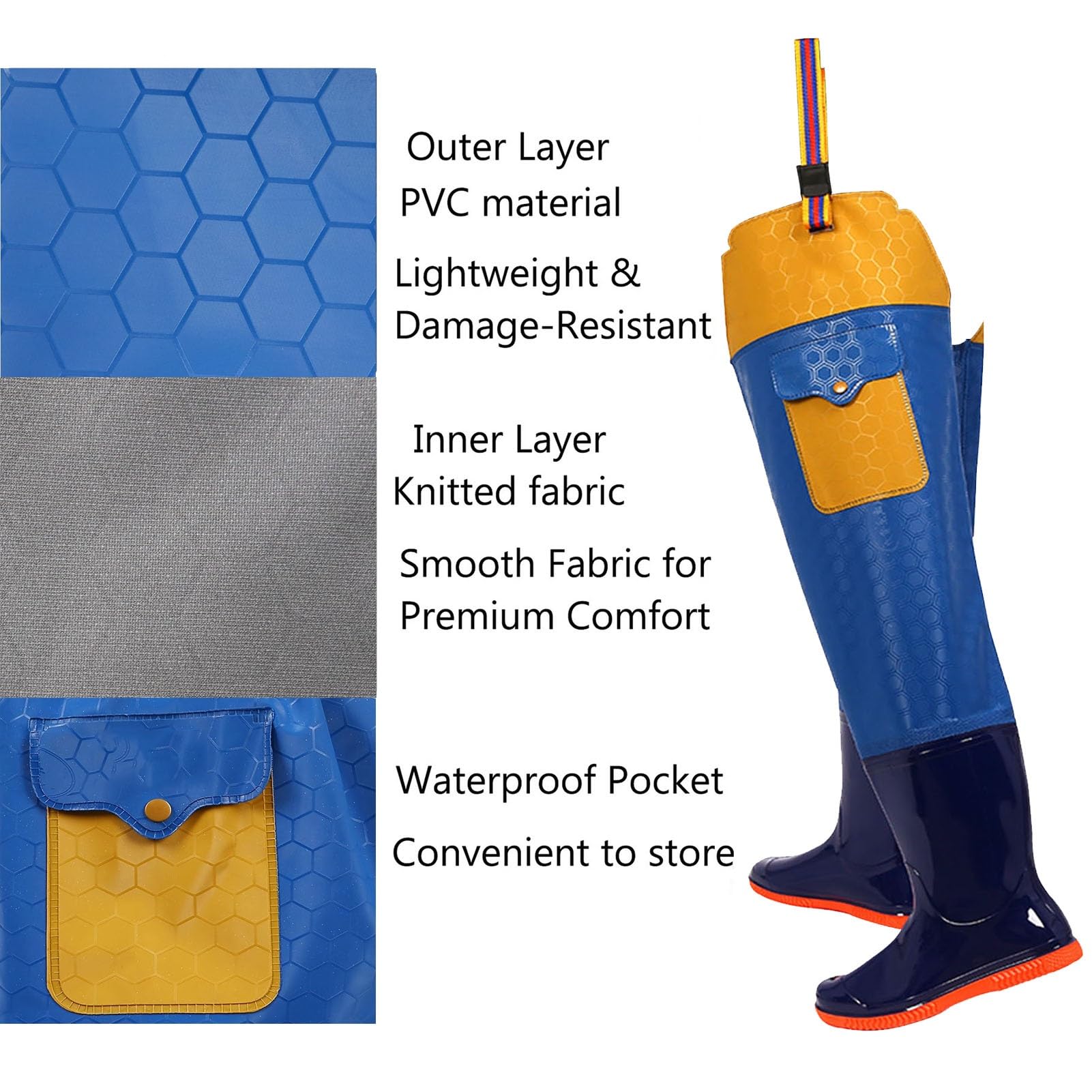 Trampolieri da Pesca | Trampolieri for anca impermeabili in PVC for caccia alla pesca unisex blu taglie USA 4.5-9.5(9)