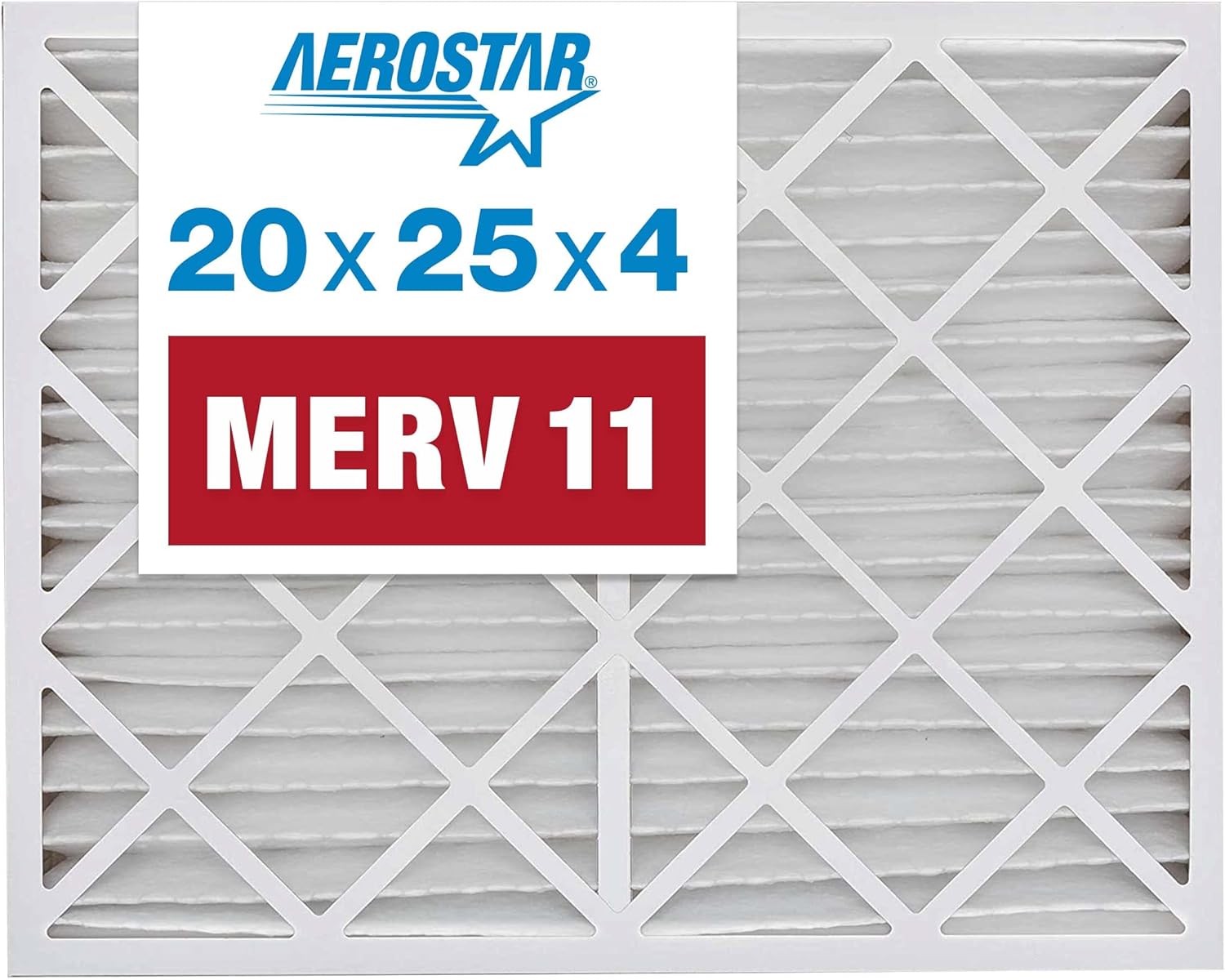 Aerostar 20x25x4 MERV 11 Pleated Replacement Air Filter for Honeywell FC100A1037, 1 Pack (Actual Size: 20" x 24 3/4" x 4 3/8") 20x25x4 MERV 11 1