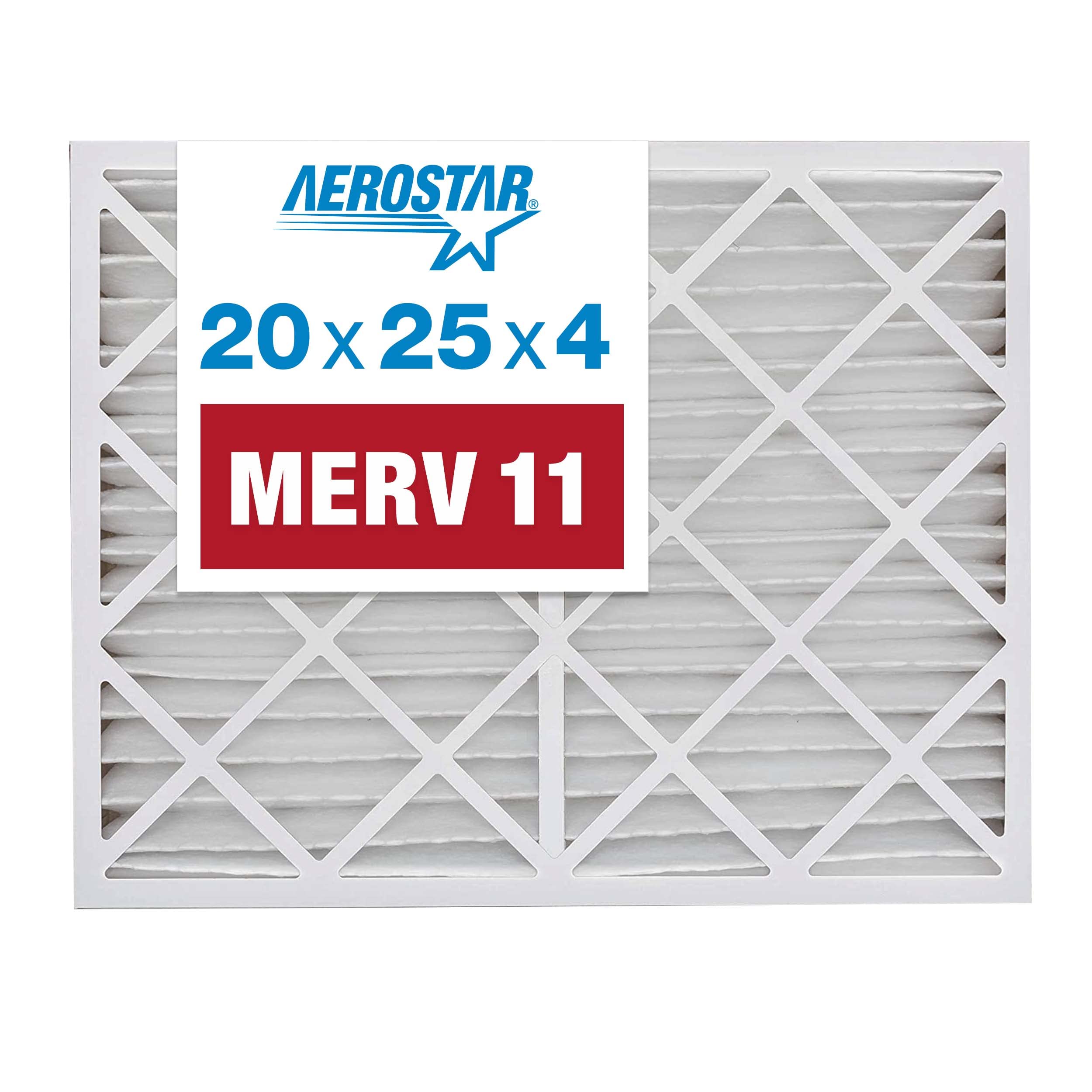 Aerostar20x25x4 MERV 11 Pleated Replacement Air Filter for Honeywell FC100A1037, 1 Pack (Actual Size: 20" x 24 3/4" x 4 3/8")