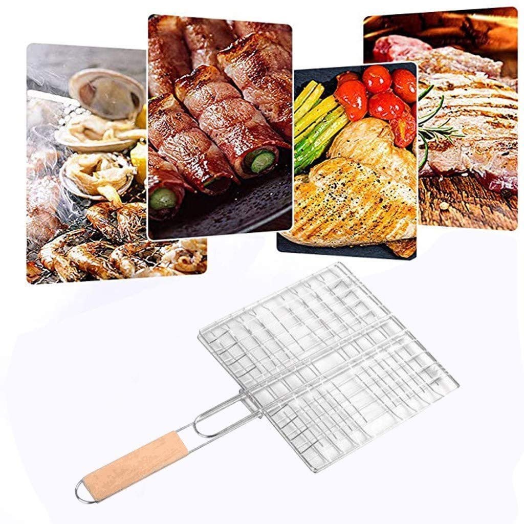Matiko Portable Stainless Steel BBQ Barbecue Grilling Basket for Fish,Vegetables, Steak,Shrimp, Chops and Many Other Food .Great and Useful BBQ Tool {Small Size}