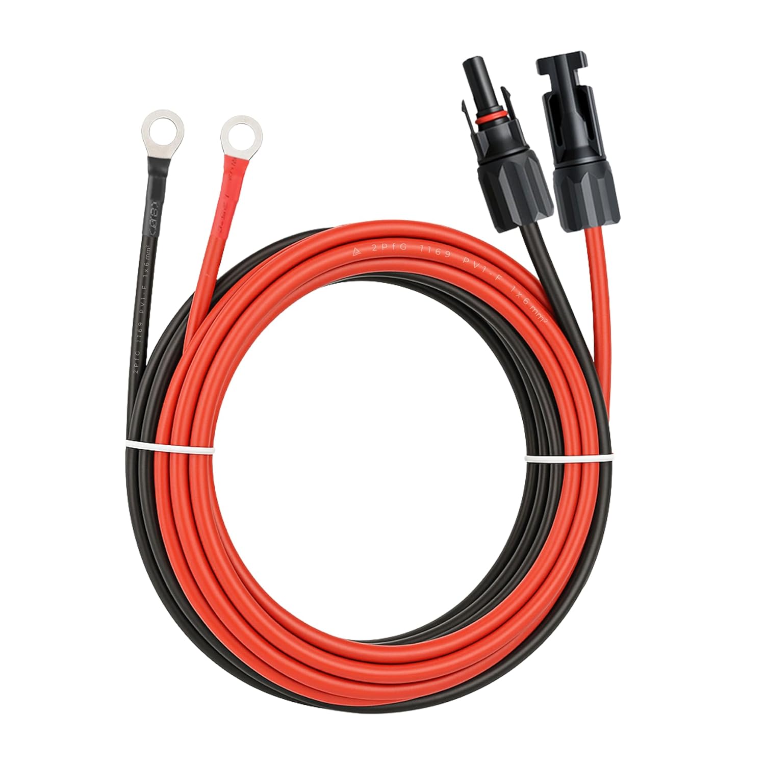 Solar to O Ring Terminal Cable 10AWG 10FT, Solar Panel to Charge Controller Connection Wire for Battery Charging RV Boat